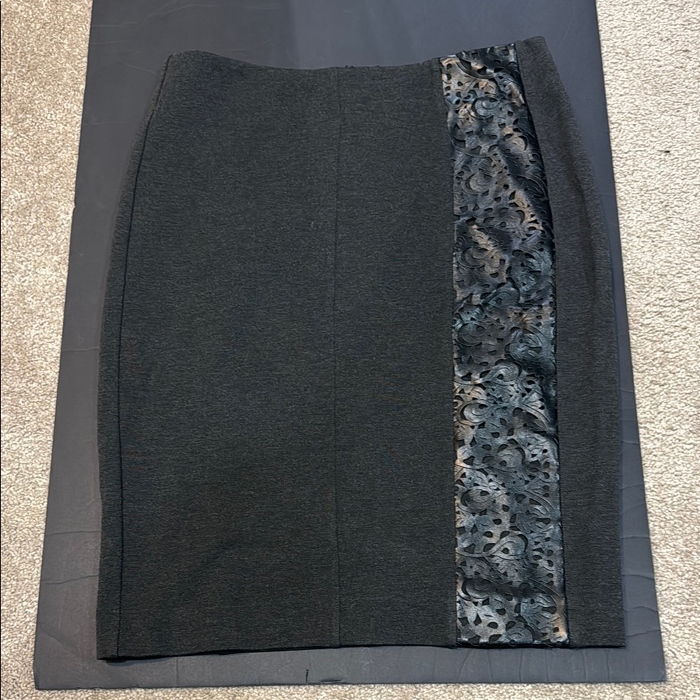 Gray Asymmetrical Embellished Pencil Skirt